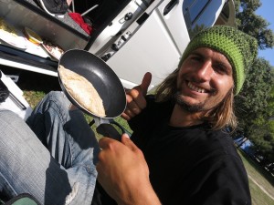 Stefan making pancakes